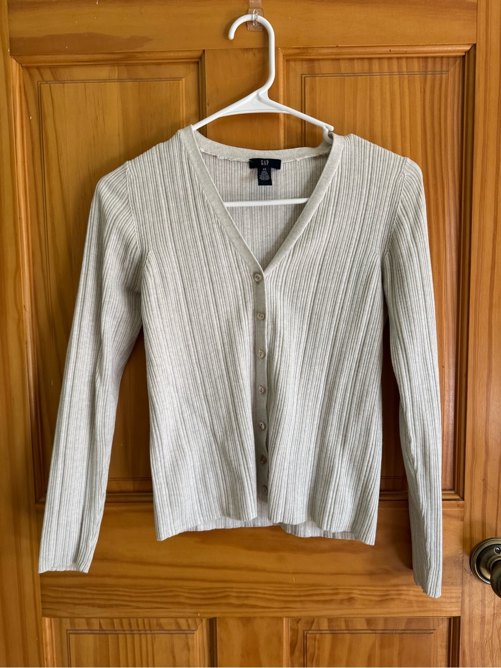 Vintage Gap Cream Cable Cardigan Size XS 100% Cotton Made in Hong Kong
